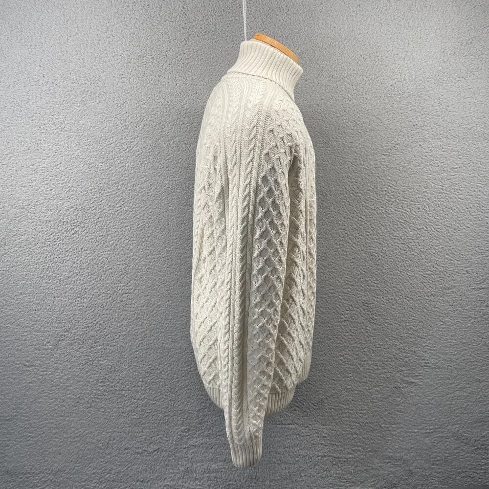 NWT Nike Life Mens Cable Knit Turtleneck Sweater Off White Chunky Relaxed Large - Picture 4 of 11